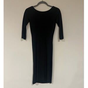 Moschino Cheap and Chic Black Open Back‎ Tie Detail 3/4 Sleeve Midi Dress M